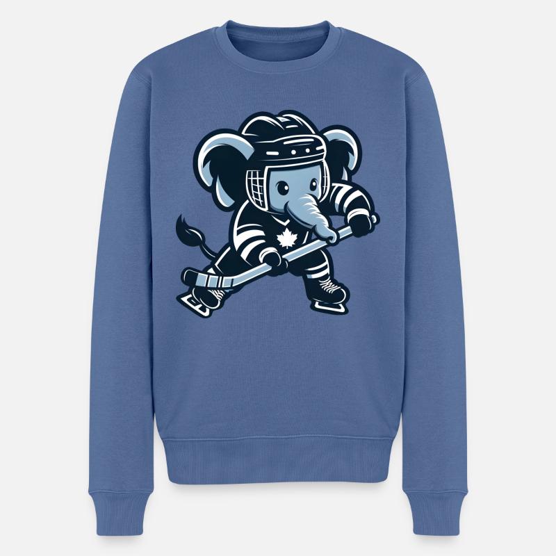 Elefant spielt Hockey Eishockey Kanada - Männer Premium Bio Pullover - Taubenblau