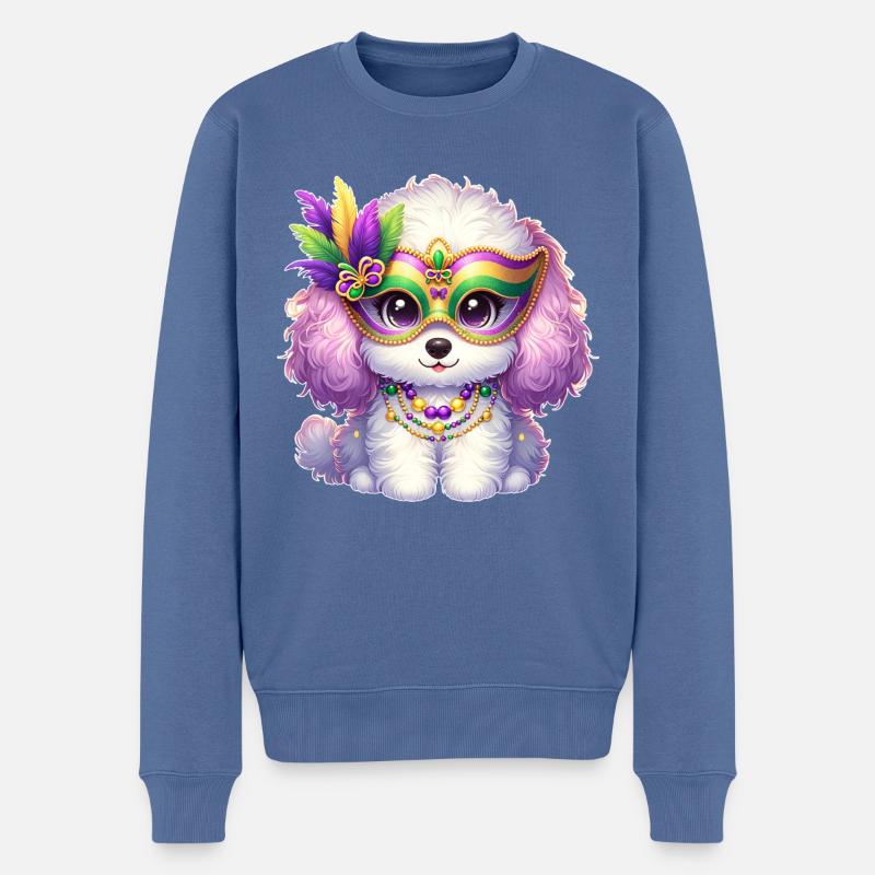 Conception de caniche Mardi Gras - Pull Premium bio Homme - bleu pigeon