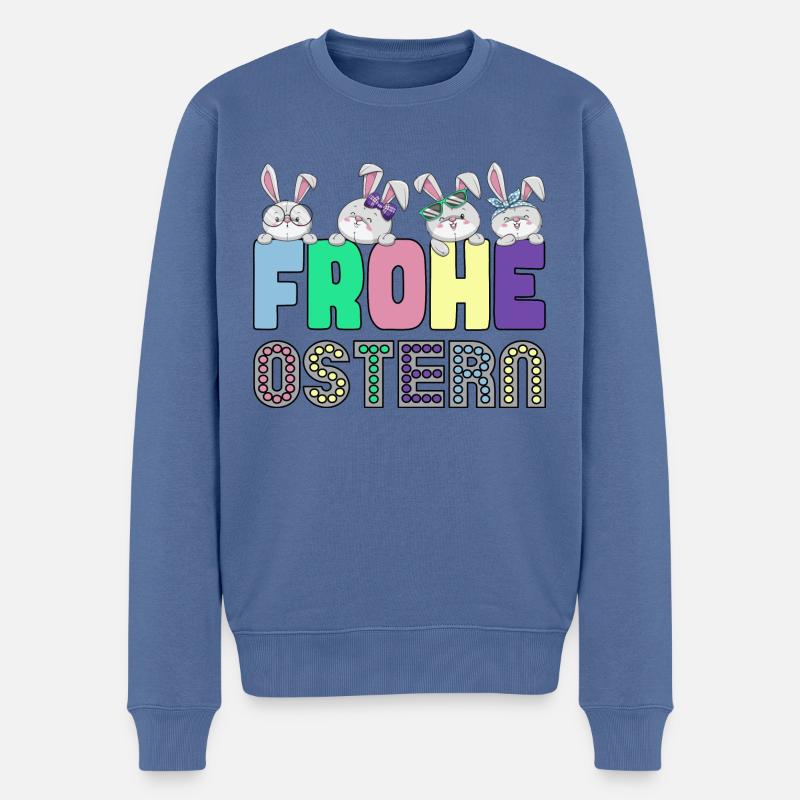 Frohe Ostern Osterhasen Freunde - Männer Premium Bio Pullover - Taubenblau