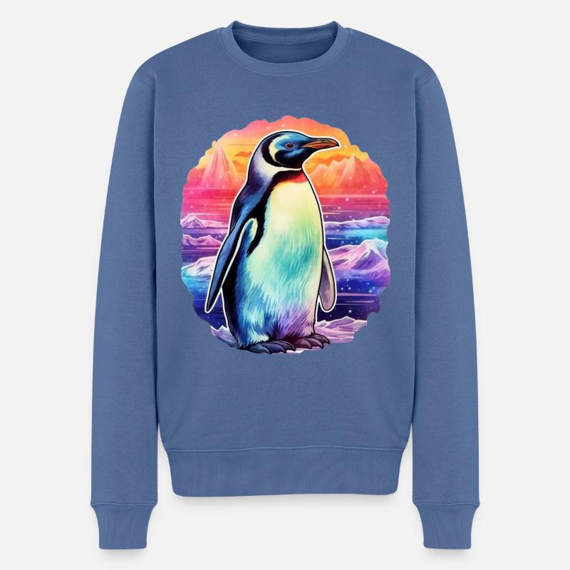 Pinguin - Männer Premium Bio Pullover - Taubenblau