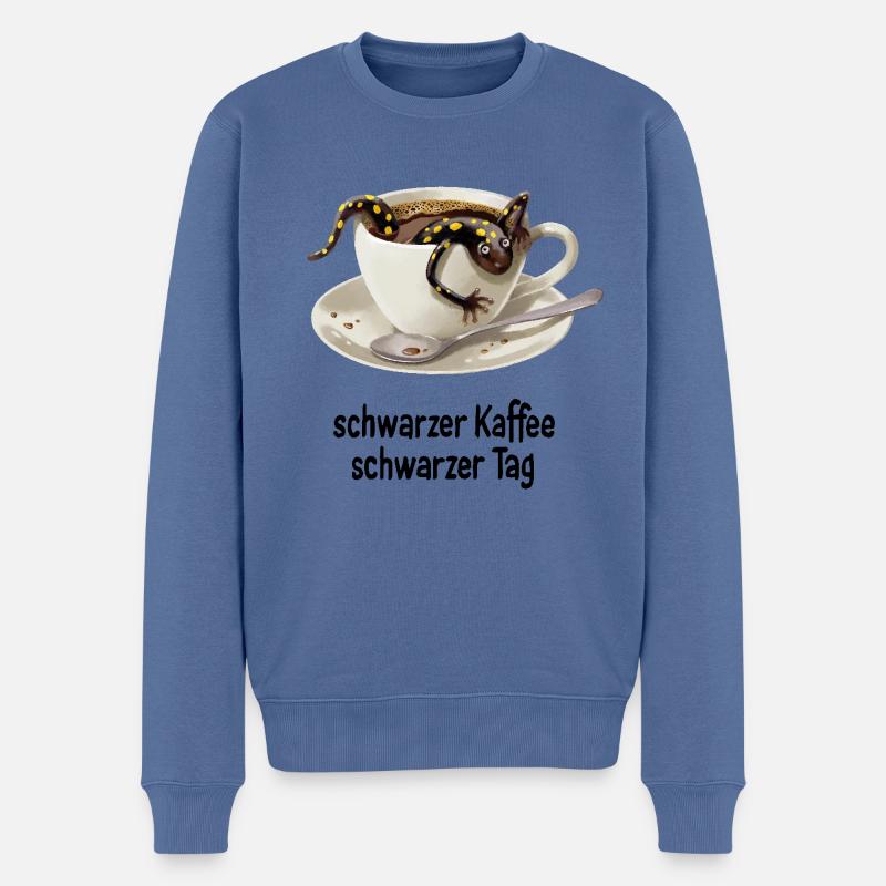 Kaffee–Salamander 2 - Männer Premium Bio Pullover - Taubenblau