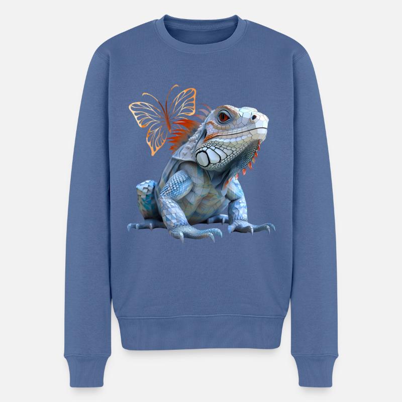 Leguan - Männer Premium Bio Pullover - Taubenblau