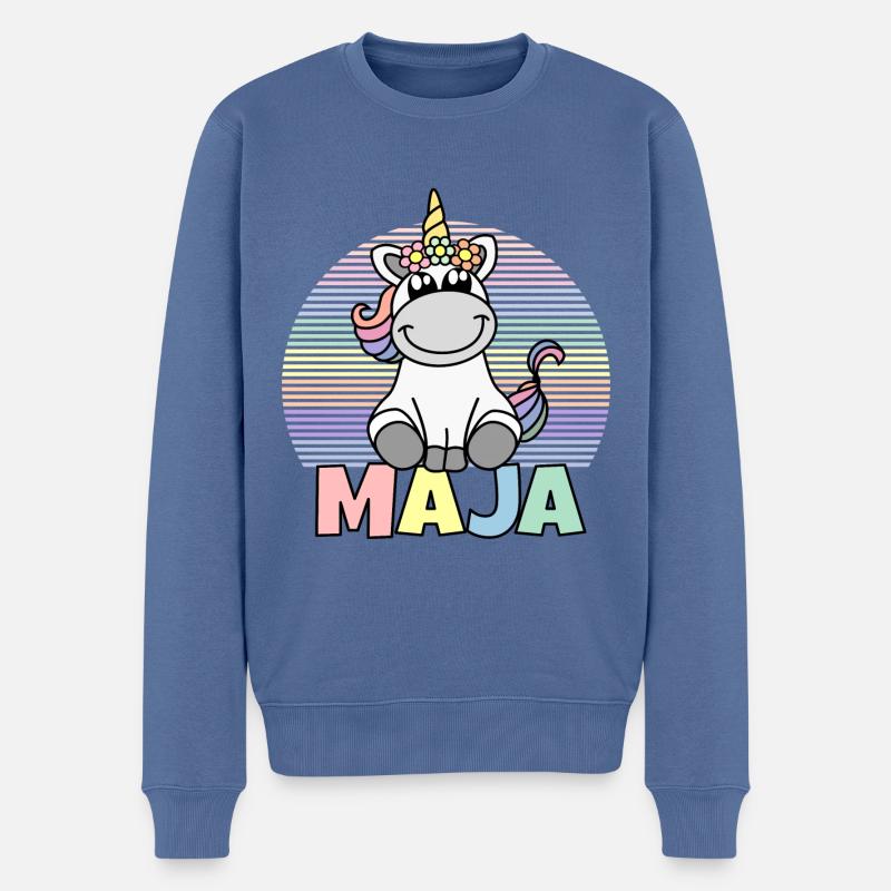Maja Einhorn Name - Männer Premium Bio Pullover - Taubenblau