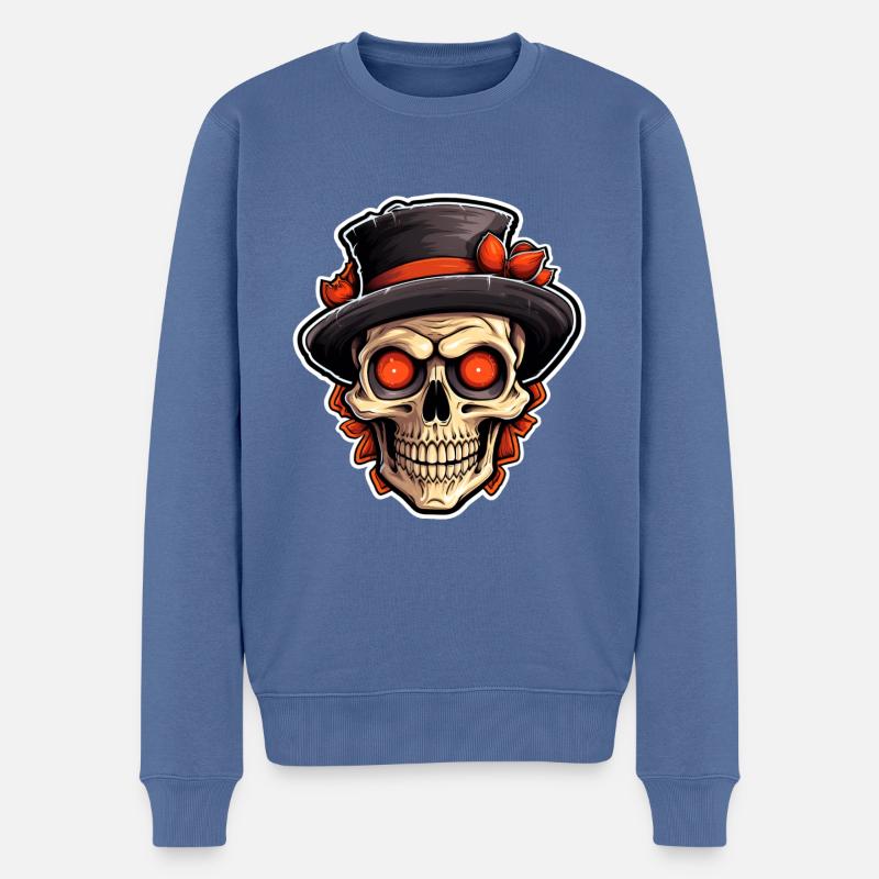 Halloween Totenschädel - Männer Premium Bio Pullover - Taubenblau