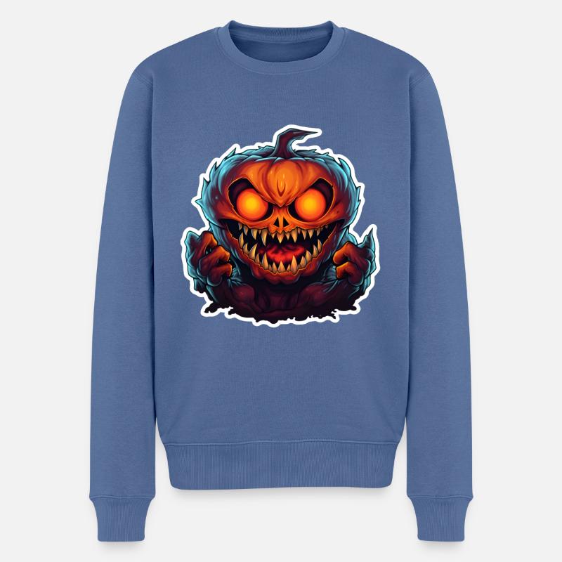 Halloween Kürbis - Männer Premium Bio Pullover - Taubenblau