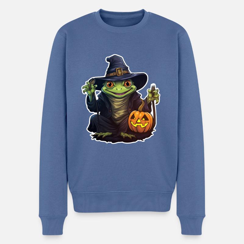 Grenouille d’Halloween - Pull Premium bio Homme - bleu pigeon