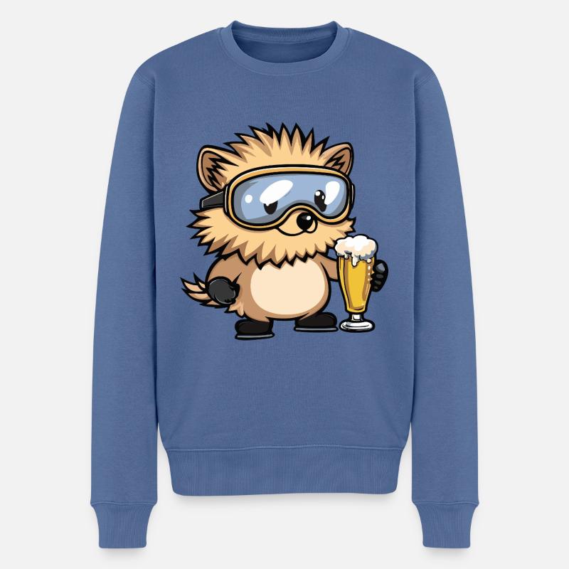 hérisson après-ski bière bande dessinée - Pull Premium bio Homme - bleu pigeon