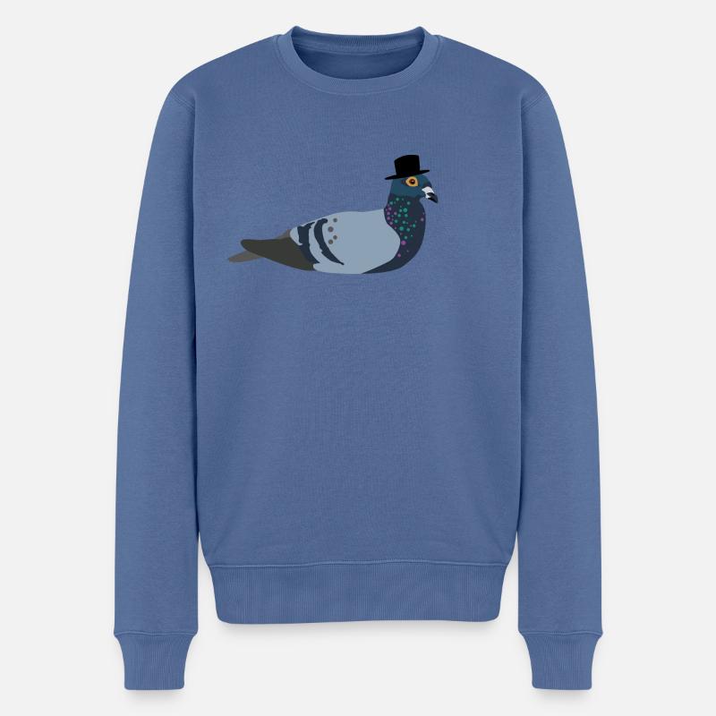Taube mit Hut - Männer Premium Bio Pullover - Taubenblau