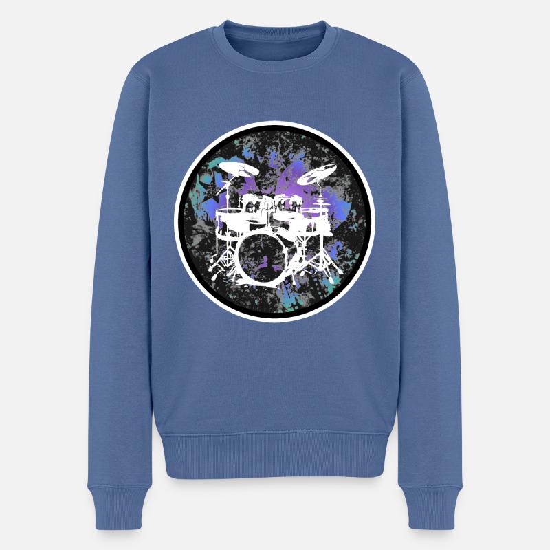 Percussion - Pull Premium bio Homme - bleu pigeon