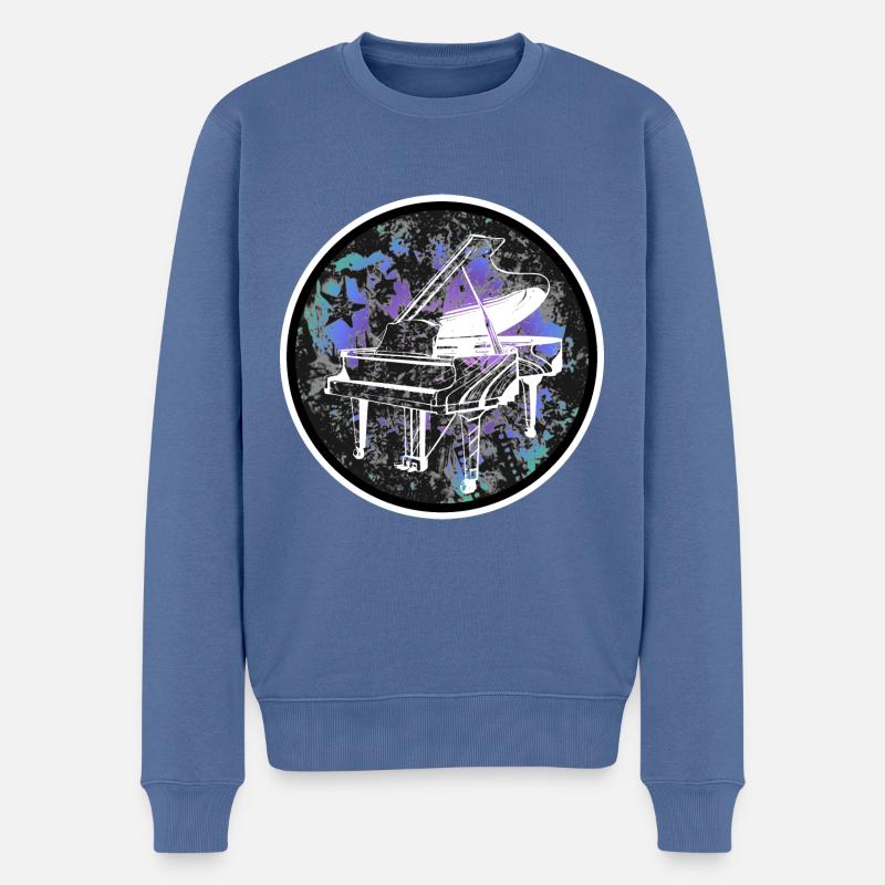 Klavierdesign - Männer Premium Bio Pullover - Taubenblau