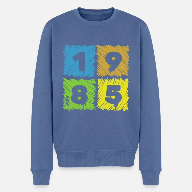 40. Geburtstag Farbige Patches since 07/1985 - Männer Premium Bio Pullover - Taubenblau