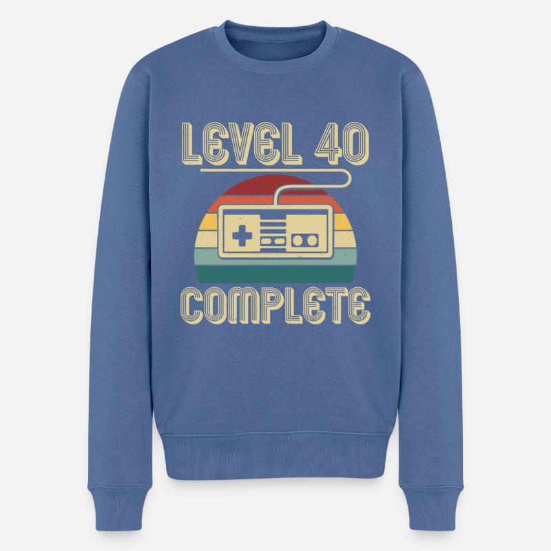 40. Geburtstag Level 40 Complete 40 Jahre Geschenk - Männer Premium Bio Pullover - Taubenblau