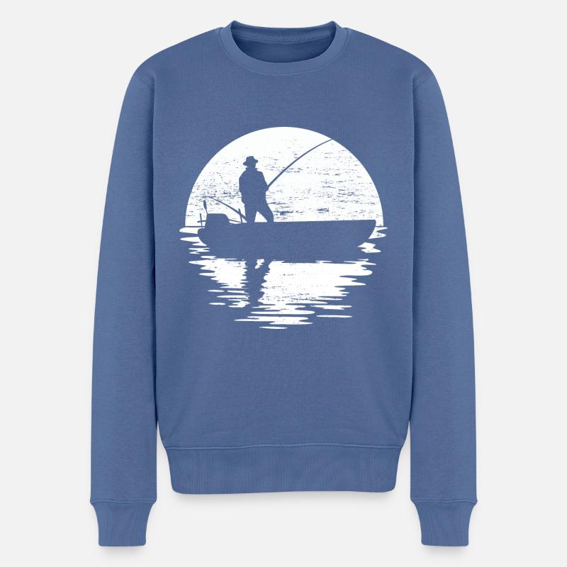 Angeln bei Vollmond - Angler Geschenk - Männer Premium Bio Pullover - Taubenblau