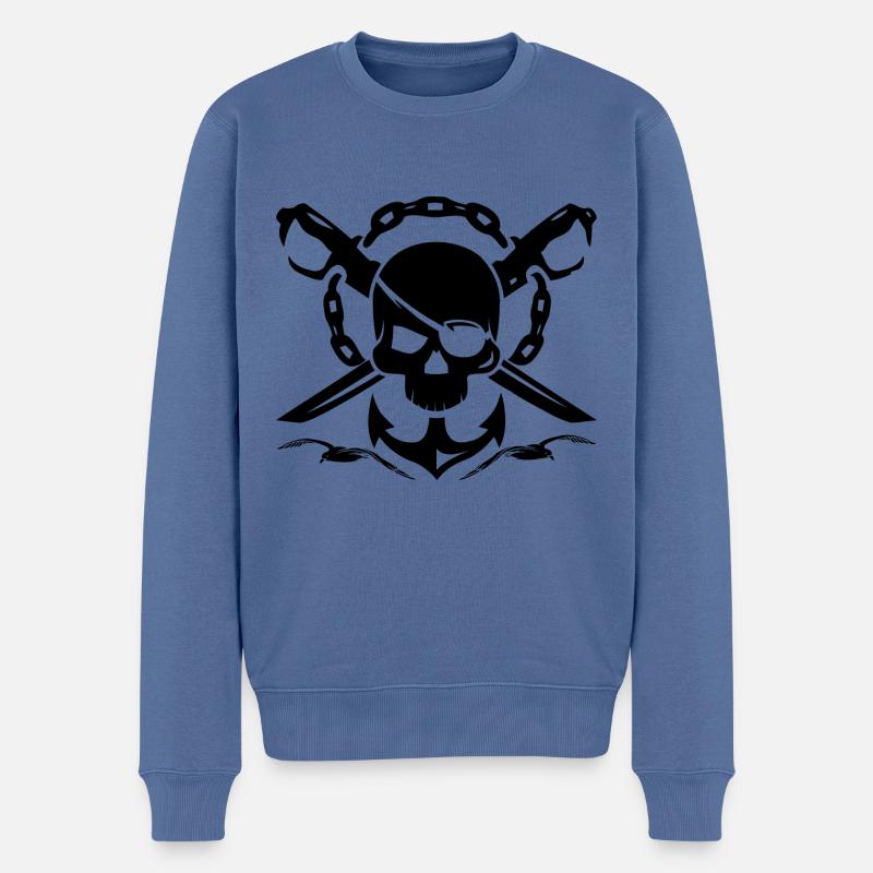 Maritim-Anker-Skull-Schwerter-Möwe-Norddeutsch - Männer Premium Bio Pullover - Taubenblau