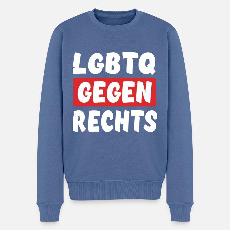 LGBTQ Gegen Rechts - Rechts Nein Danke - Männer Premium Bio Pullover - Taubenblau