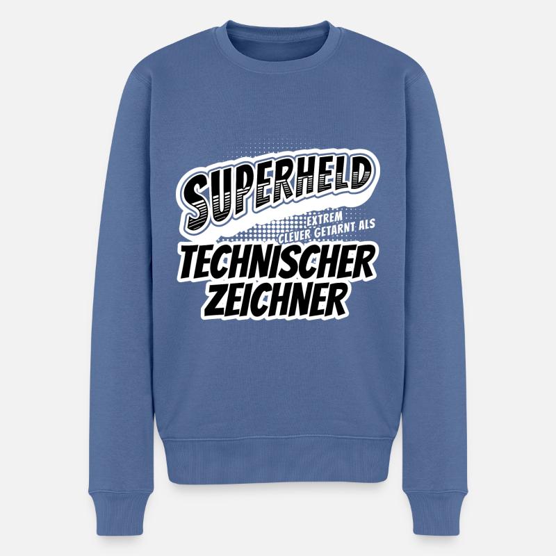 Superheld, clever getarn Technischer Zeichner - Männer Premium Bio Pullover - Taubenblau