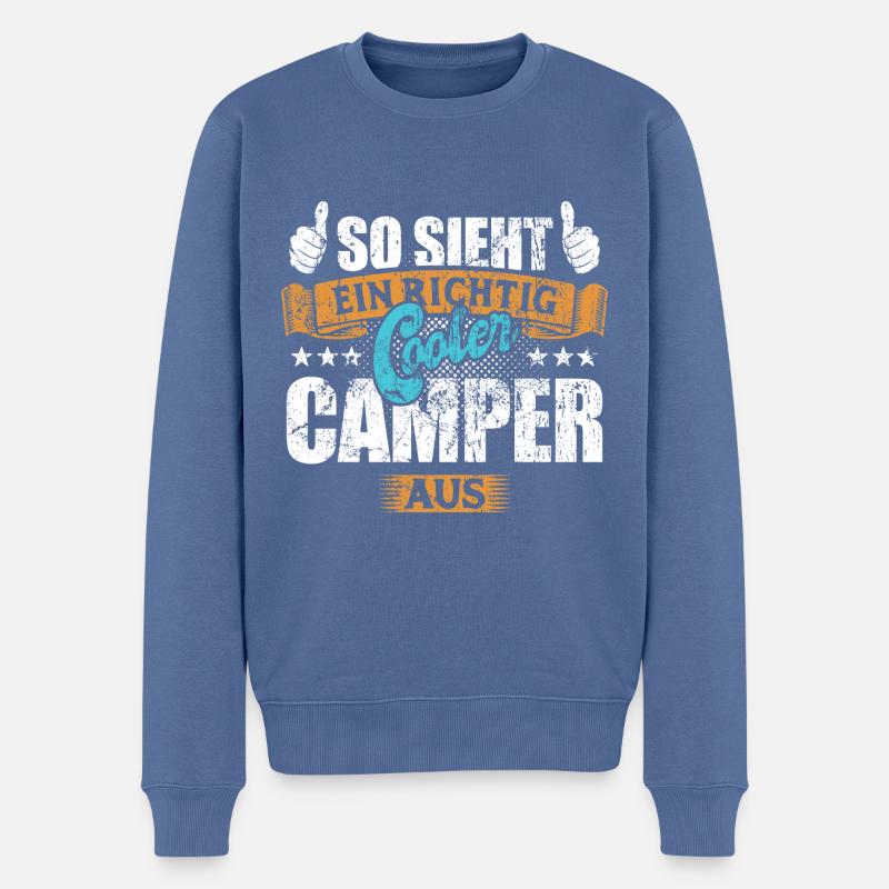 So sieht ein richtig cooler Camper aus - Camping - Männer Premium Bio Pullover - Taubenblau