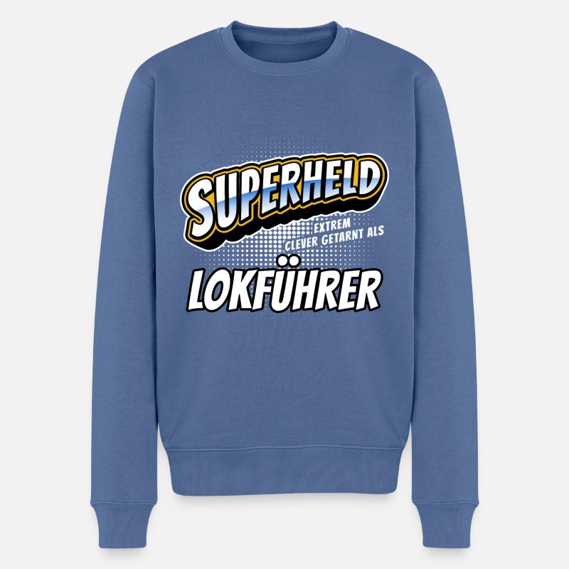 Superheld, clever getarnt als Lokführer - Männer Premium Bio Pullover - Taubenblau