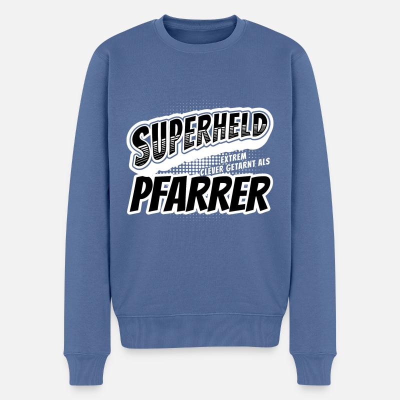 Superheld, clever getarnt als Pfarrer - Männer Premium Bio Pullover - Taubenblau