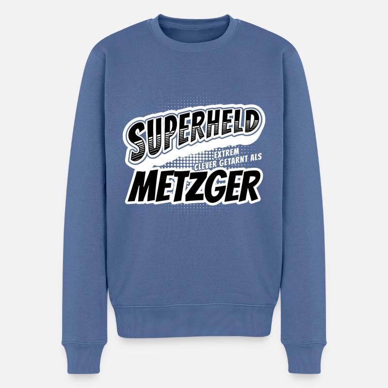 Superheld, clever getarnt als Metzger - Männer Premium Bio Pullover - Taubenblau