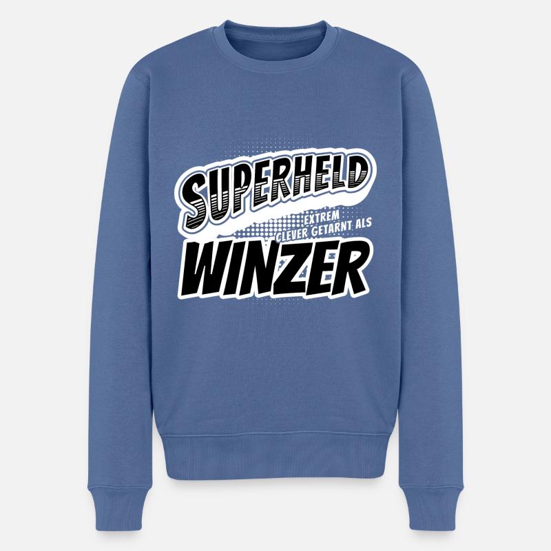 Superheld, clever getarnt als Winzer - Männer Premium Bio Pullover - Taubenblau