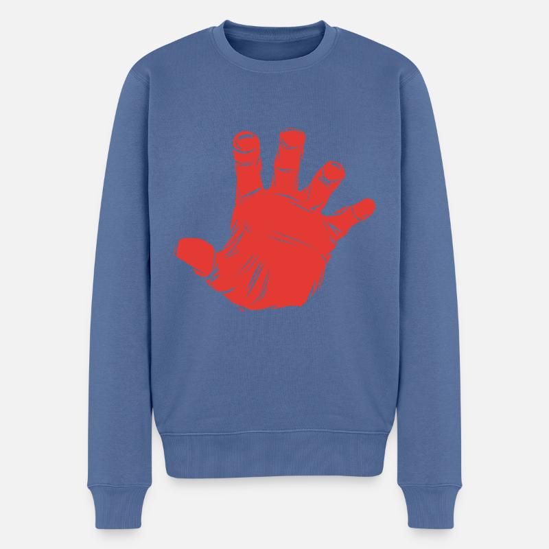 Hands off! Finger weg! Hand - Männer Premium Bio Pullover - Taubenblau