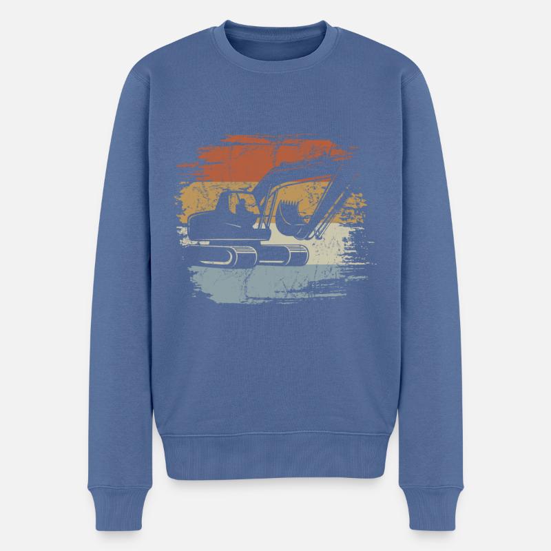 Retro - Vintage - Bagger - Baggern - Männer Premium Bio Pullover - Taubenblau