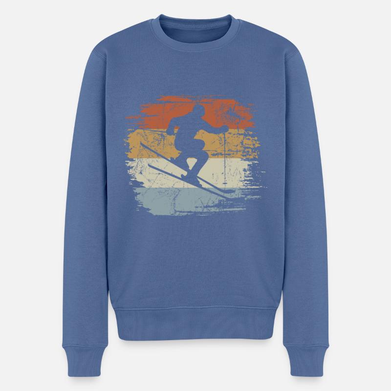 Ski, Apres Ski, Wintersport, Skiurlaub, Retro - Männer Premium Bio Pullover - Taubenblau