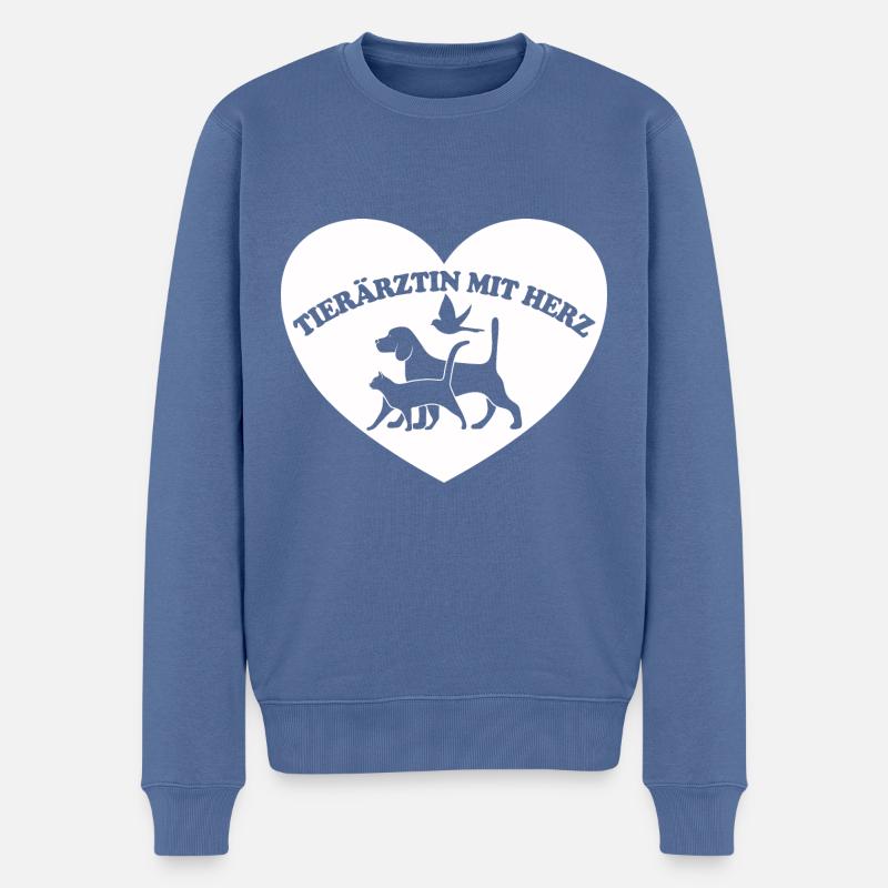 Tierärztin mit Herz - Männer Premium Bio Pullover - Taubenblau