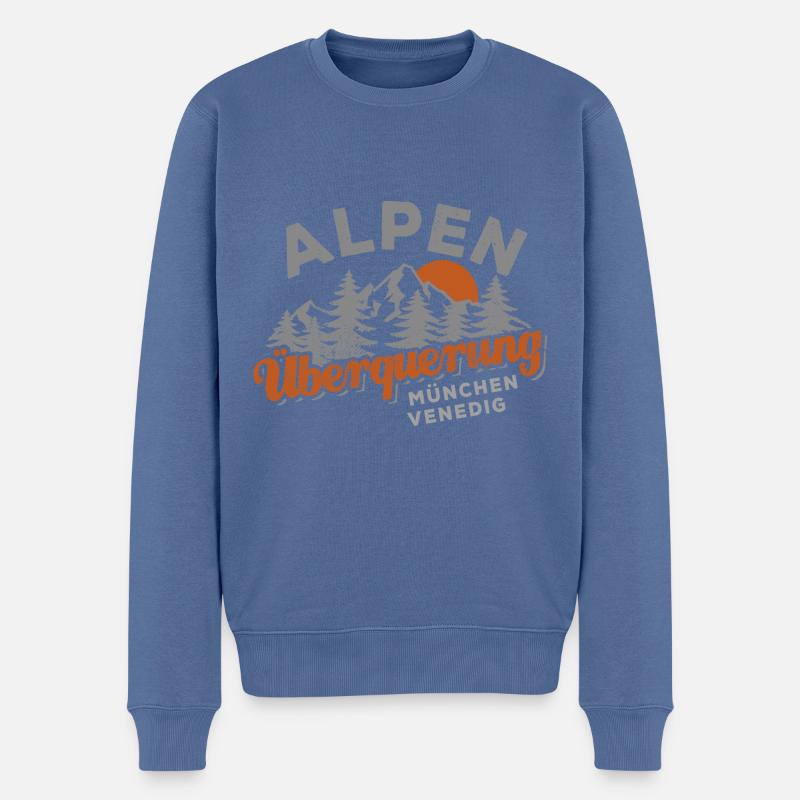 Alpenüberquerung München Venedig Wandern - Männer Premium Bio Pullover - Taubenblau