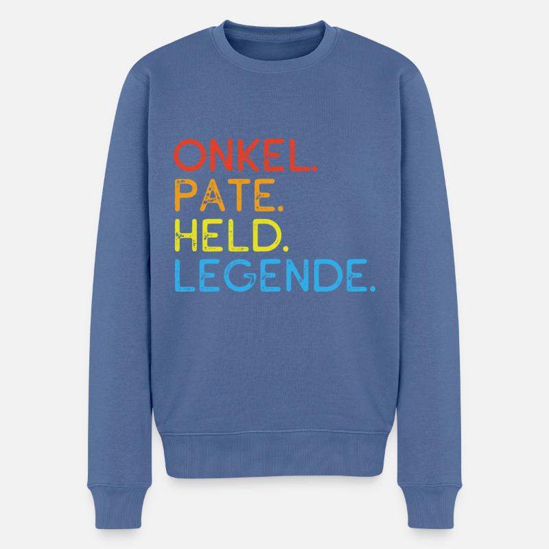 Bester Onkel - Pate - Held - Legende - Spruch - Männer Premium Bio Pullover - Taubenblau
