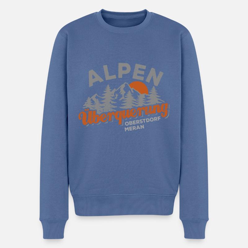 Alpenüberquerung Oberstdorf Meran Wandern - Männer Premium Bio Pullover - Taubenblau