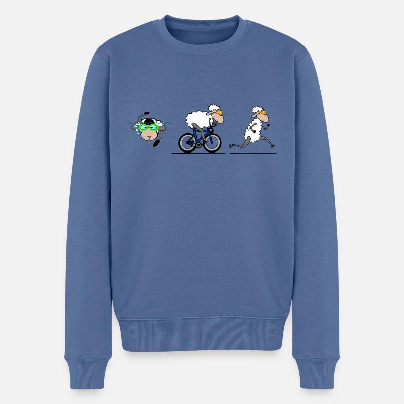 Triathlon Schaf - Männer Premium Bio Pullover - Taubenblau