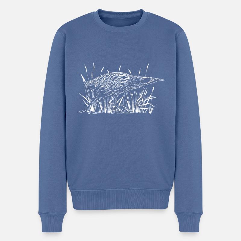 Rohrdommel am Wasser im Schilf - Männer Premium Bio Pullover - Taubenblau