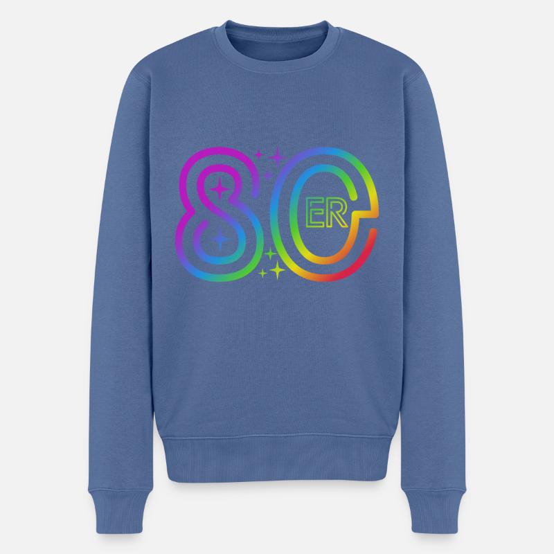 80er Jahre - bunter Regenbogen - retro - Männer Premium Bio Pullover - Taubenblau