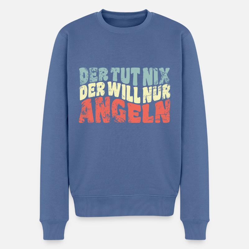 Der tut nix, der will nur angeln - Angler Spruch - Männer Premium Bio Pullover - Taubenblau