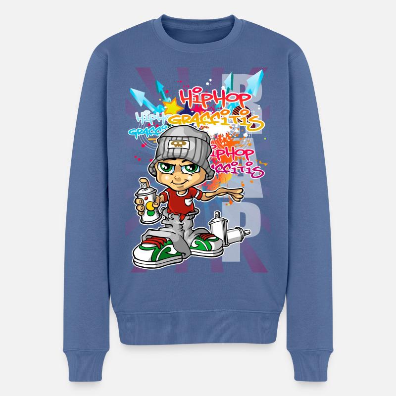 Graffiti boy background - Männer Premium Bio Pullover - Taubenblau