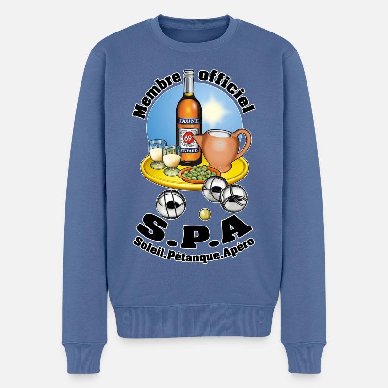 SPA soleil pétanque apéro - Männer Premium Bio Pullover - Taubenblau