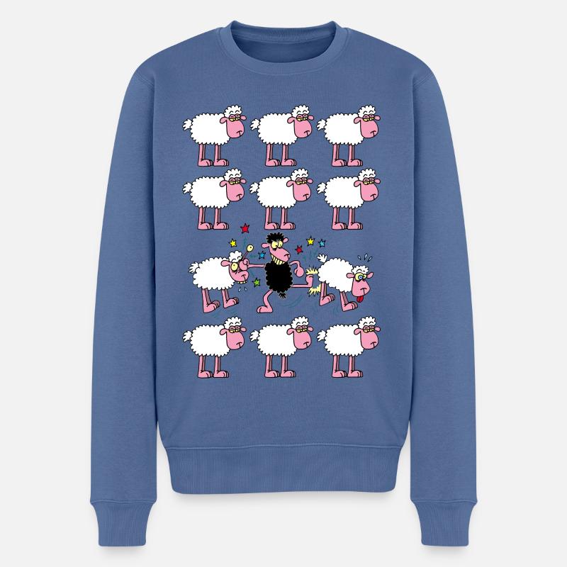 Schwarzes Schaf - Männer Premium Bio Pullover - Taubenblau