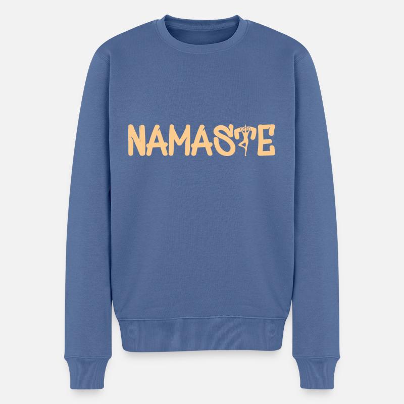 Namaste - Männer Premium Bio Pullover - Taubenblau