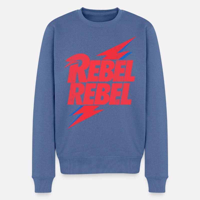 David Bowie Rebel Rebel Avec Flash - Pull Premium bio Homme - bleu pigeon