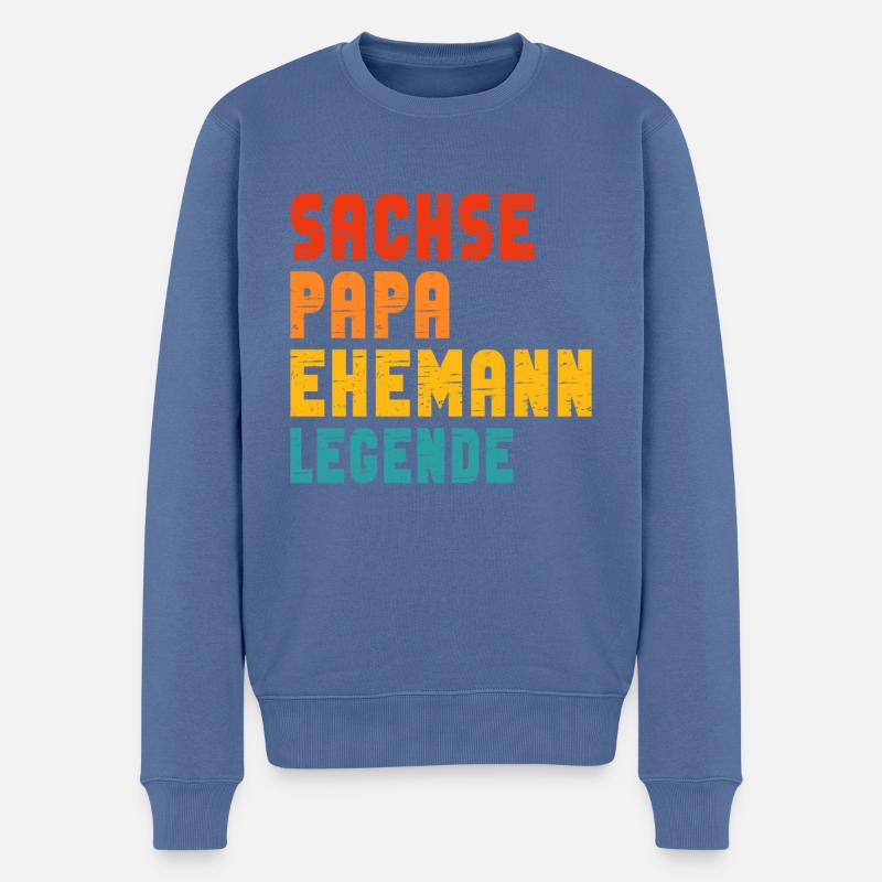 Sachse, Papa, Ehemann, Legende - Männer Premium Bio Pullover - Taubenblau