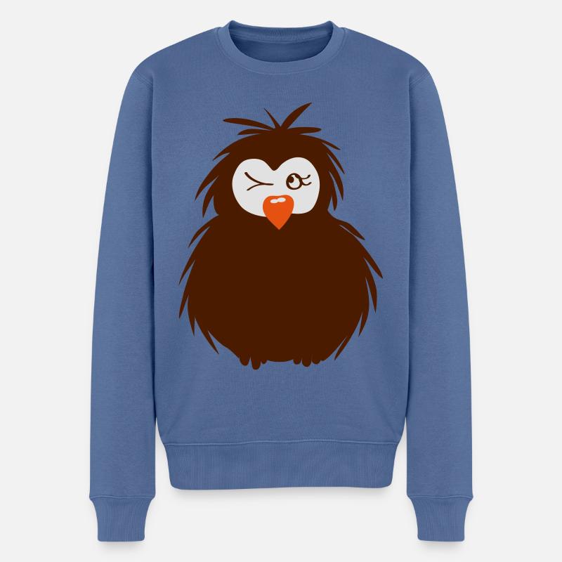 kleine zwinkernde Eule - Männer Premium Bio Pullover - Taubenblau
