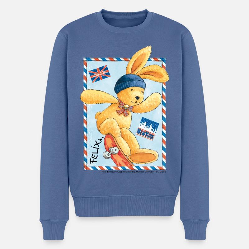 Felix der Hase Skater London New York - Männer Premium Bio Pullover - Taubenblau