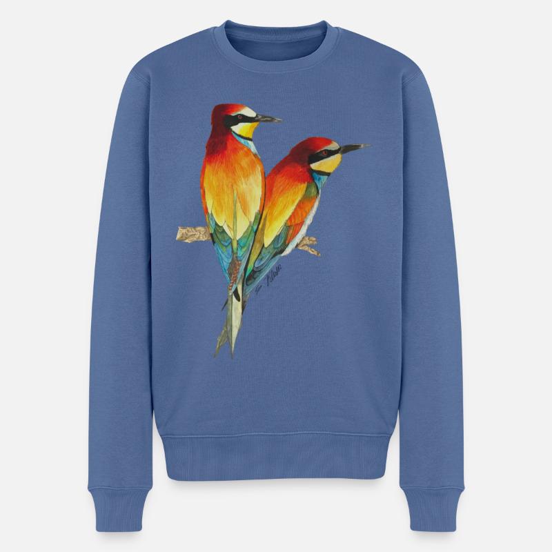 Bienenfresser Vögel Paradiesvogel - Männer Premium Bio Pullover - Taubenblau