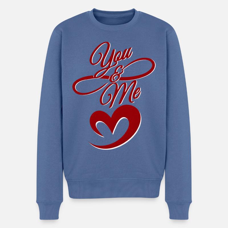 Valentinstag - Männer Premium Bio Pullover - Taubenblau