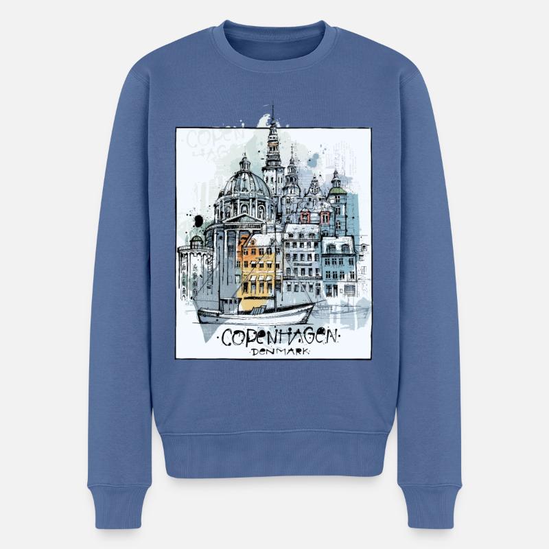 Copenhague - Pull Premium bio Homme - bleu pigeon