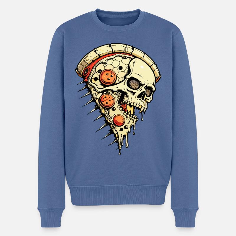 Pizza Skull // Totenkopf Pizzaecke // Food FS0047 - Männer Premium Bio Pullover - Taubenblau