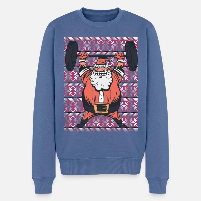 Ugly Christmas sweater Weihnachtsmann beim Sport - Männer Premium Bio Pullover - Taubenblau