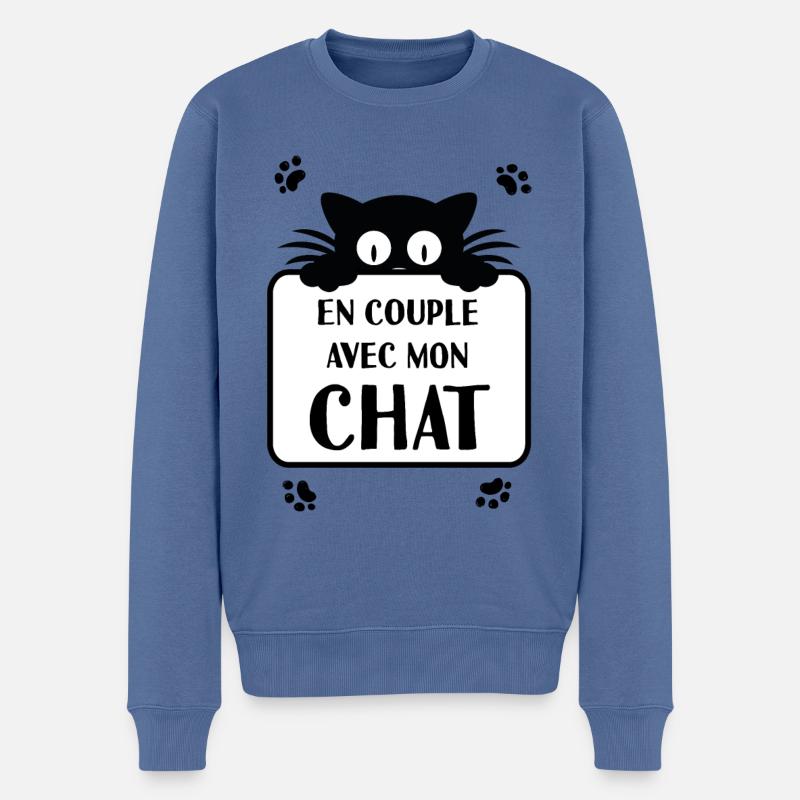 Süße Katze - Männer Premium Bio Pullover - Taubenblau